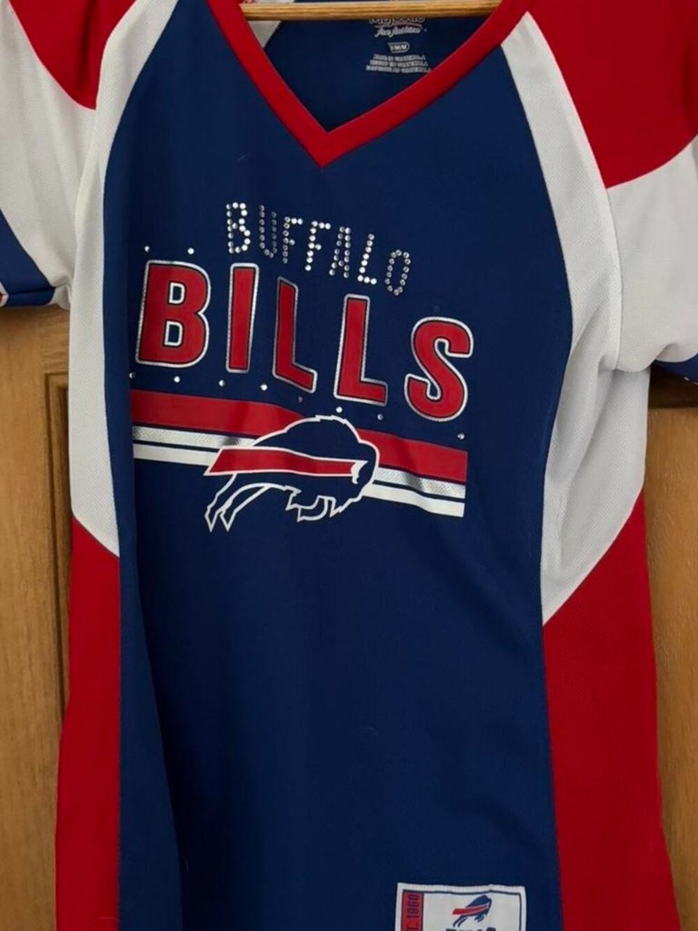 Buffalo Bills red and blue jersey women's Size M...